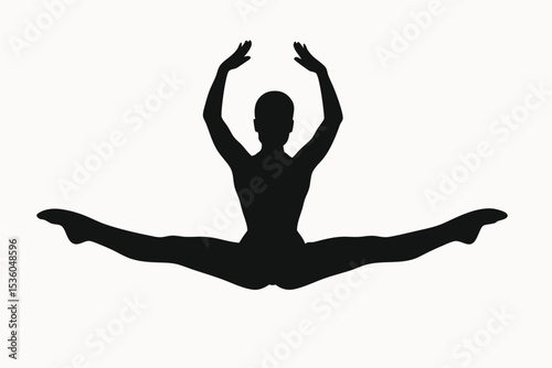 Silhouette of a Dancer in a Dramatic Split Leap Artistic Gymnastics Illustration