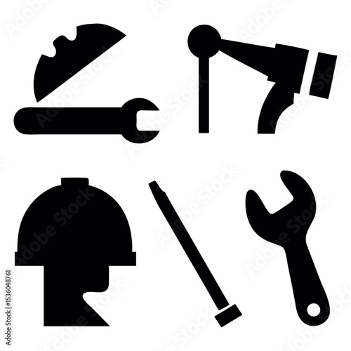 Collection of black and white tool icons