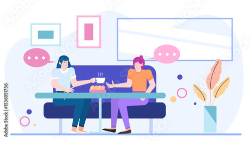 Two women enjoying coffee and pastries at a cozy cafe, perfect for lifestyle blogs, restaurant promotions, or social media posts.
