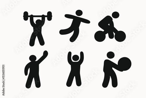Fitness Activities Icons Weightlifting, Cardio, Cycling, and More