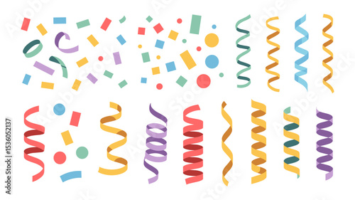 Colorful Party Confetti and Curly Streamers Decoration Set
