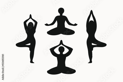Yoga Poses Silhouettes of Mindfulness and Wellbeing