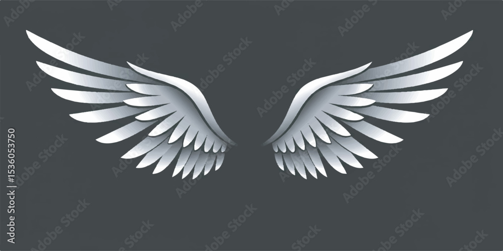 Obraz premium Simple Angel Wings Vector with Clean and Elegant Lines