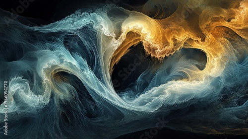 Abstract Fractal Waves of Energy: A Captivating Dance of Light and Shadow