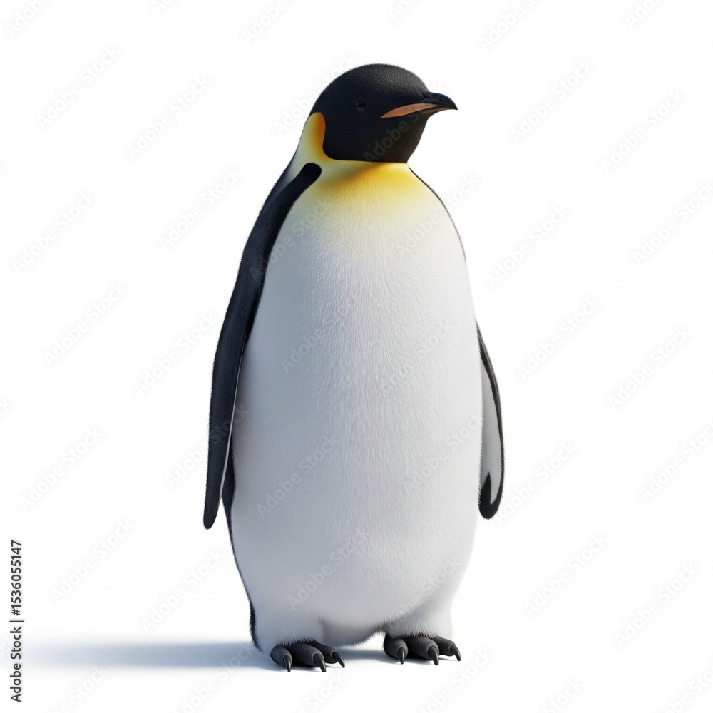 Obraz premium Emperor Penguin Standing – Isolated on White Background