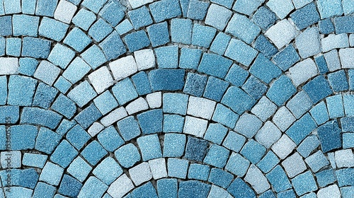 Close-up view of a textured mosaic pavement.
