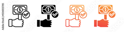 Bid Multi Style Icon Set Vector 
