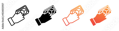 Cash Multi Style Icon Set Vector 