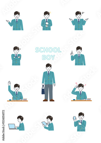 男子中学生のポーズ集