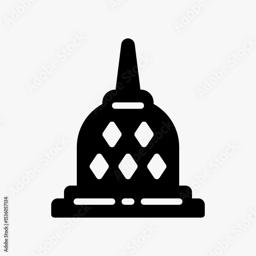 Design Illustration graphic of Borobudur temple icon with glyph style. Suitable for historical presentation, UI, mobile design, web design, etc.