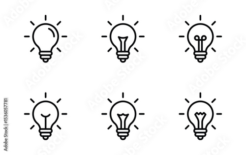 Lightbulb icon set. Bulb lamp icons set vector. Idea symbol, Electric lamp, light, innovation, solution