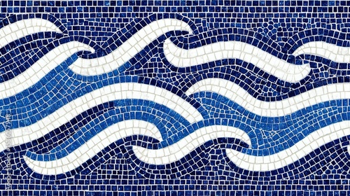 Decorative mosaic pattern of flowing water.