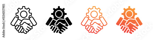 Collaboration Multi Style Icon Set Vector 