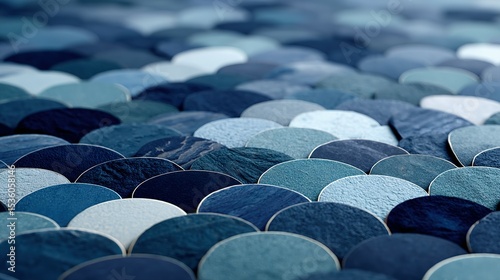 Abstract pattern of overlapping circles in shades of blue.