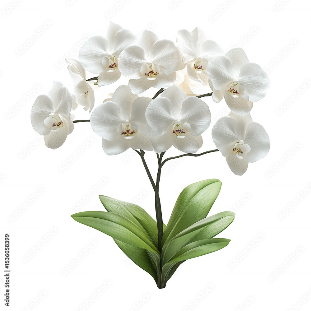 Obraz premium Elegant white orchid flower blossom phalaenopsis bloom floral plant beauty isolated on black background on transparent background