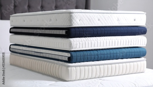Stacked mattresses in various colors
