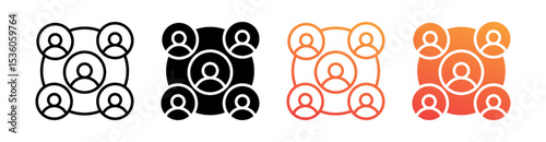 Clustering Multi Style Icon Set Vector 