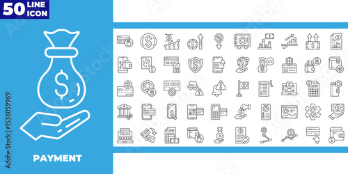 line icon collection. Containing budget, savings, expense, income, tax, loan, statement, financial management, mortgage and more