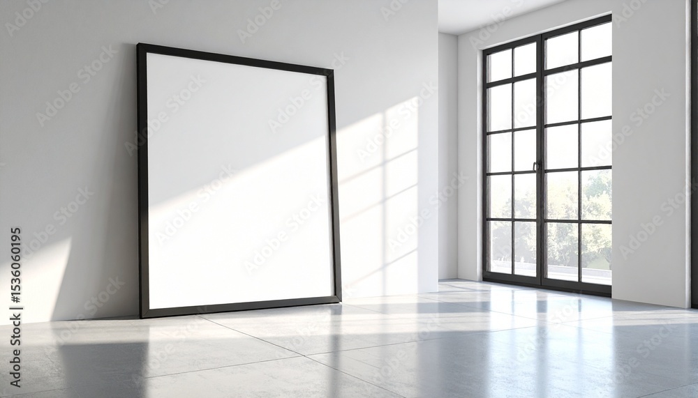 Fototapeta premium Black frame against white wall industrial loft