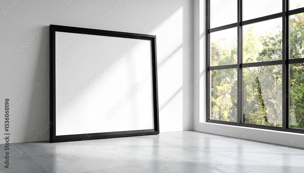 Fototapeta premium Black frame against white wall industrial loft