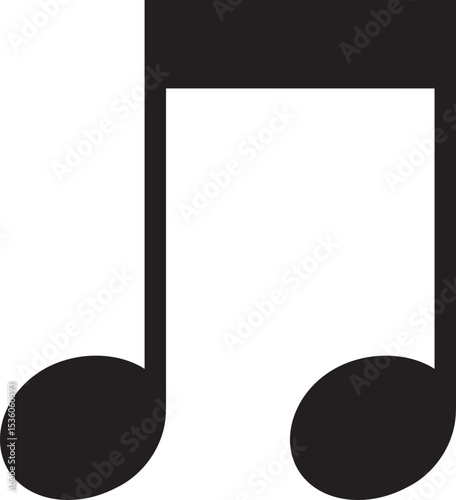 Music notes icon. Poised flat and line symbol photograph, emphasized by defined bold, musically perfect, clarity, horizontal, sound isolated on transparent background, used for web.