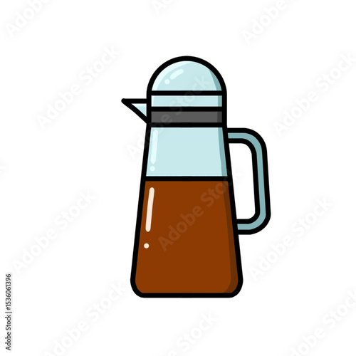 vector design illustration of a glass thermos filled with coffee, thermos icon, thermos logo, good as a sticker.
