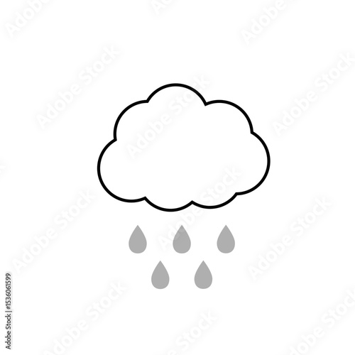 雲と雨のシンプルなアイコン
