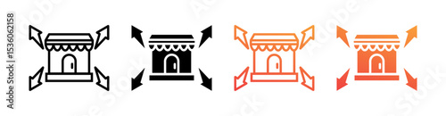 Market Expansion Multi Style Icon Set Vector 