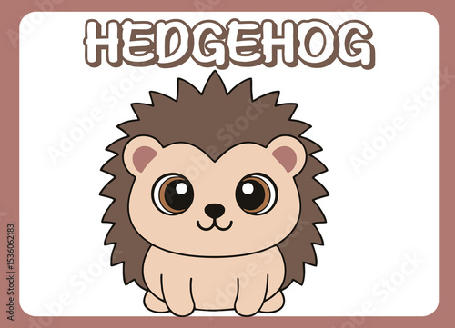 Cute little hedgehog  happy smile cartoon illustration.