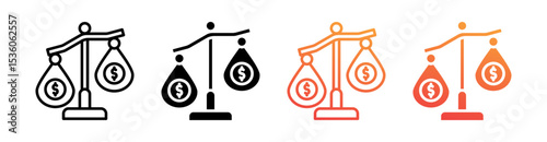 Inequality Multi Style Icon Set Vector 