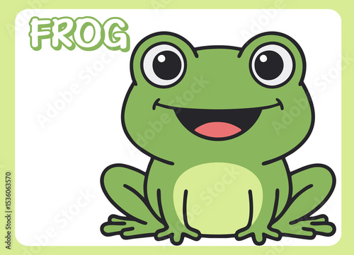 Cute little frog  happy smile cartoon illustration.
