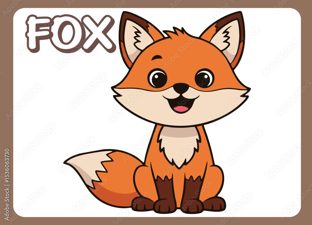 Obraz premium Cute little fox happy smile cartoon illustration.