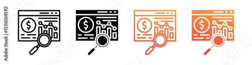 Cost Analysis Multi Style Icon Set Vector 