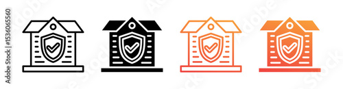 Home Insurance Multi Style Icon Set Vector 