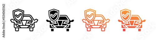 Car Insurance Multi Style Icon Set Vector 