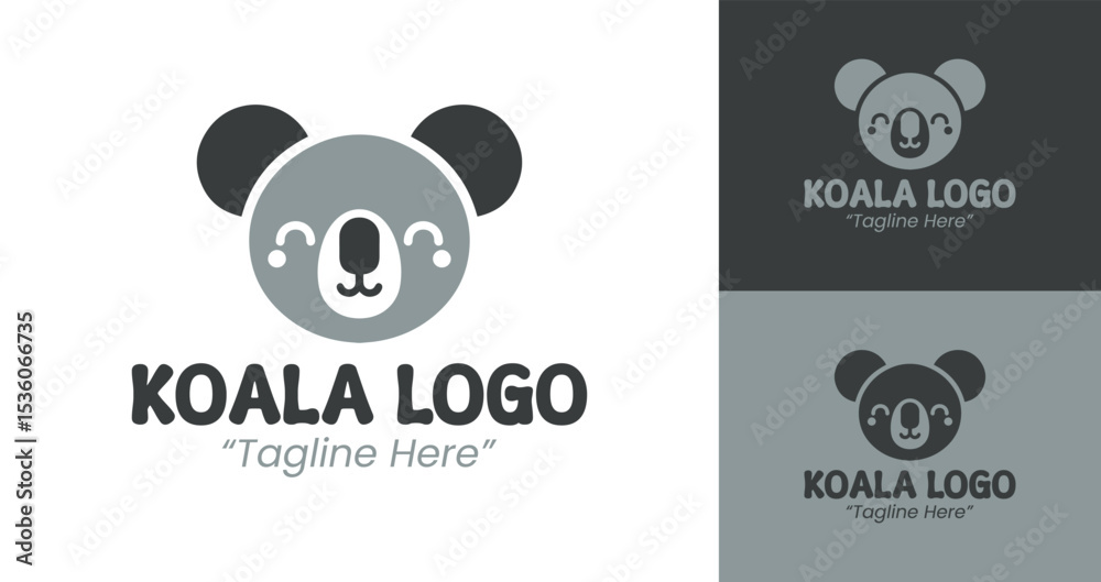 Obraz premium Modern Koala Logo Design in Gray for Unique Business Branding Identity