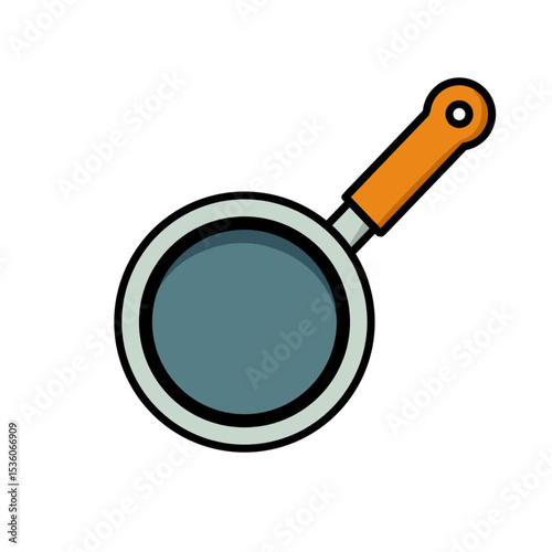 simple frying pan vector design illustration, frying pan icon, frying pan logo, good as sticker.