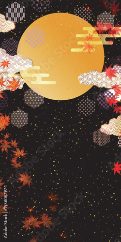 紅葉　月見　秋　背景	