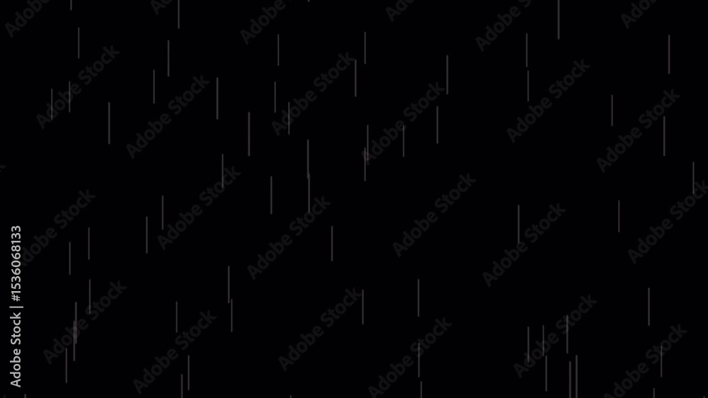       Rain raining motion. heavy rain wall falling in front of the camera against black screen. Raindrops splashing. Rain closeup  insert. practical seamlessly loop able footage


