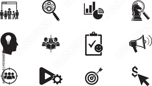 Marketing Analysis Icons for Website UI, Infographics, App Design, Corporate Reports, Business Presentations

