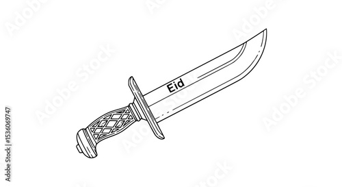 Eid Celebration Knife Line Art Design - Line Art Vector