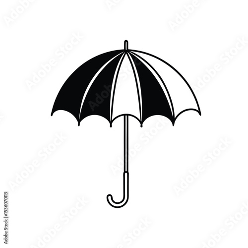 umbrella icon over white background, silhouette style, vector illustration.