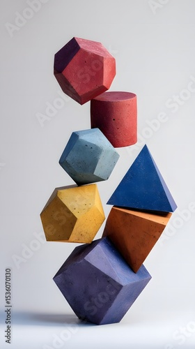 Stacked Geometric Shapes in Vibrant Colors
