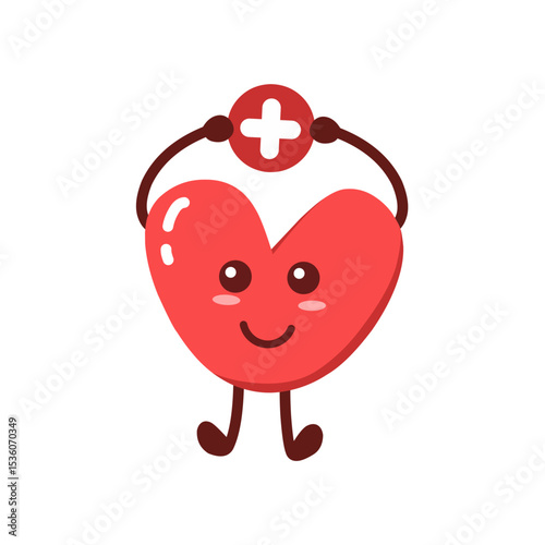 Cute doodle character for blood donate day with love shape and health logo, cartoon blood donor day, icon blood donor day