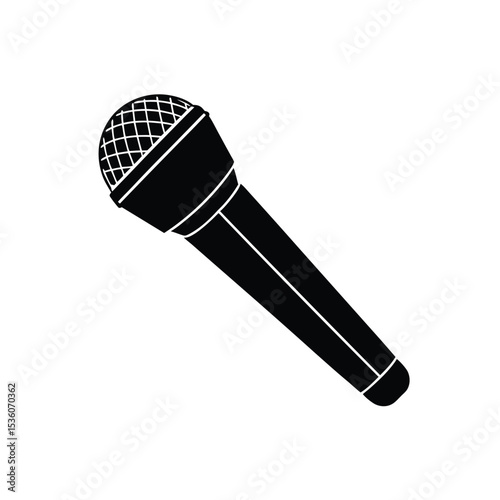 microphone icon over white background, silhouette style, vector illustration.