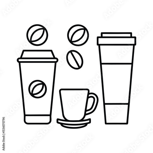 coffee cup with beans line style icon vector illustration design, designed for web and app