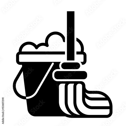 Cleaning mop glyph icon. Vector illustration.