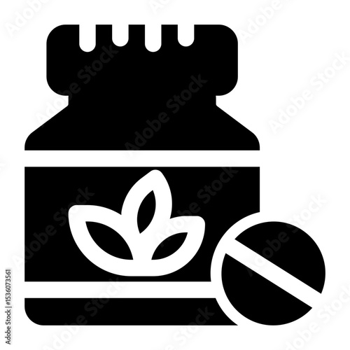 Herbal Supplement Pill Jar Icon