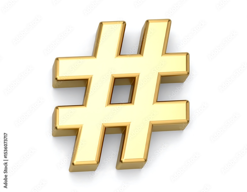Fototapeta premium 3D golden hashtag symbol