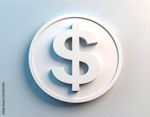 White dollar sign on a white coin